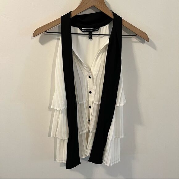 *marks* White House Black Market Bow-Neck Pleated Blouse | Size 4 - Picture 4 of 13